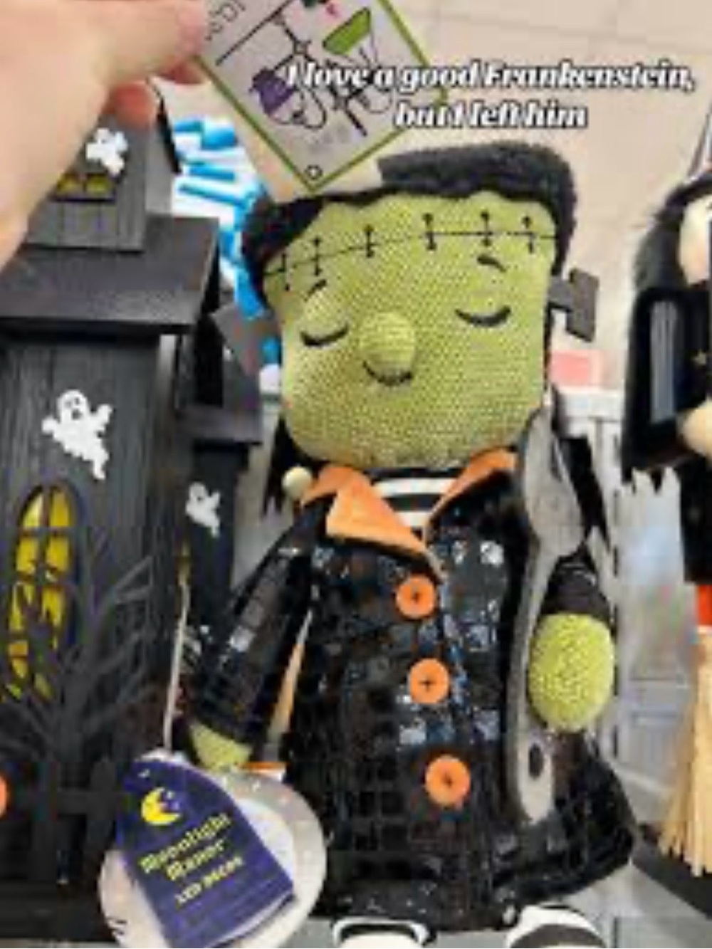 #1997**Handmade Frankenstein Doll Plush - Green & Black with Orange Accents